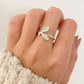 925 Sterling Silver Leaf Ring Green Stone Ring Leaf Ring Twig Ring Dainty Ring