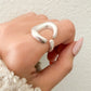 925 Sterling Silver Textured Ring Band Chunky Ring Crescent Ring Moon Ring