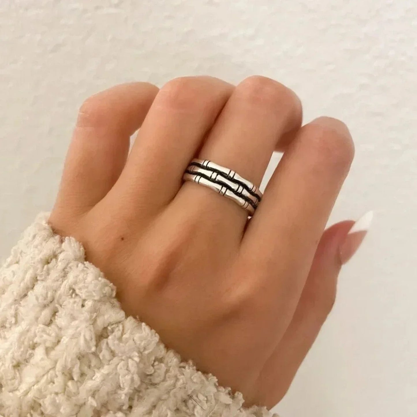 925 Sterling Silver Minimalist Ring Modern Geometric Ring Band Dainty Ring