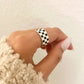 925 Sterling Silver Black & White Checkered Ring Minimalist Ring