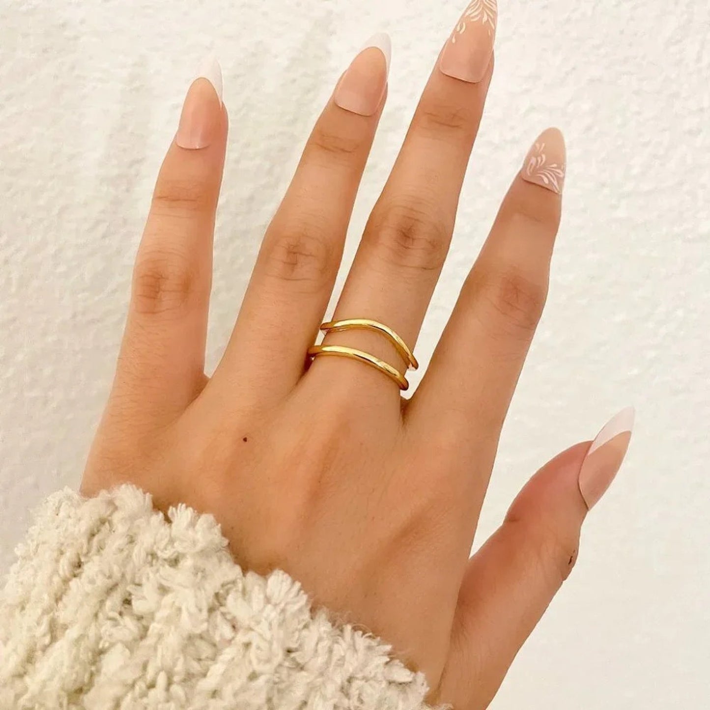 925 Sterling Silver Gold Wave Ring Dainty Gold Ring Minimalist Stackable Ring