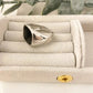 925 Sterling Silver Black Square Ring Chunky Ring Oval Ring Thick Ring