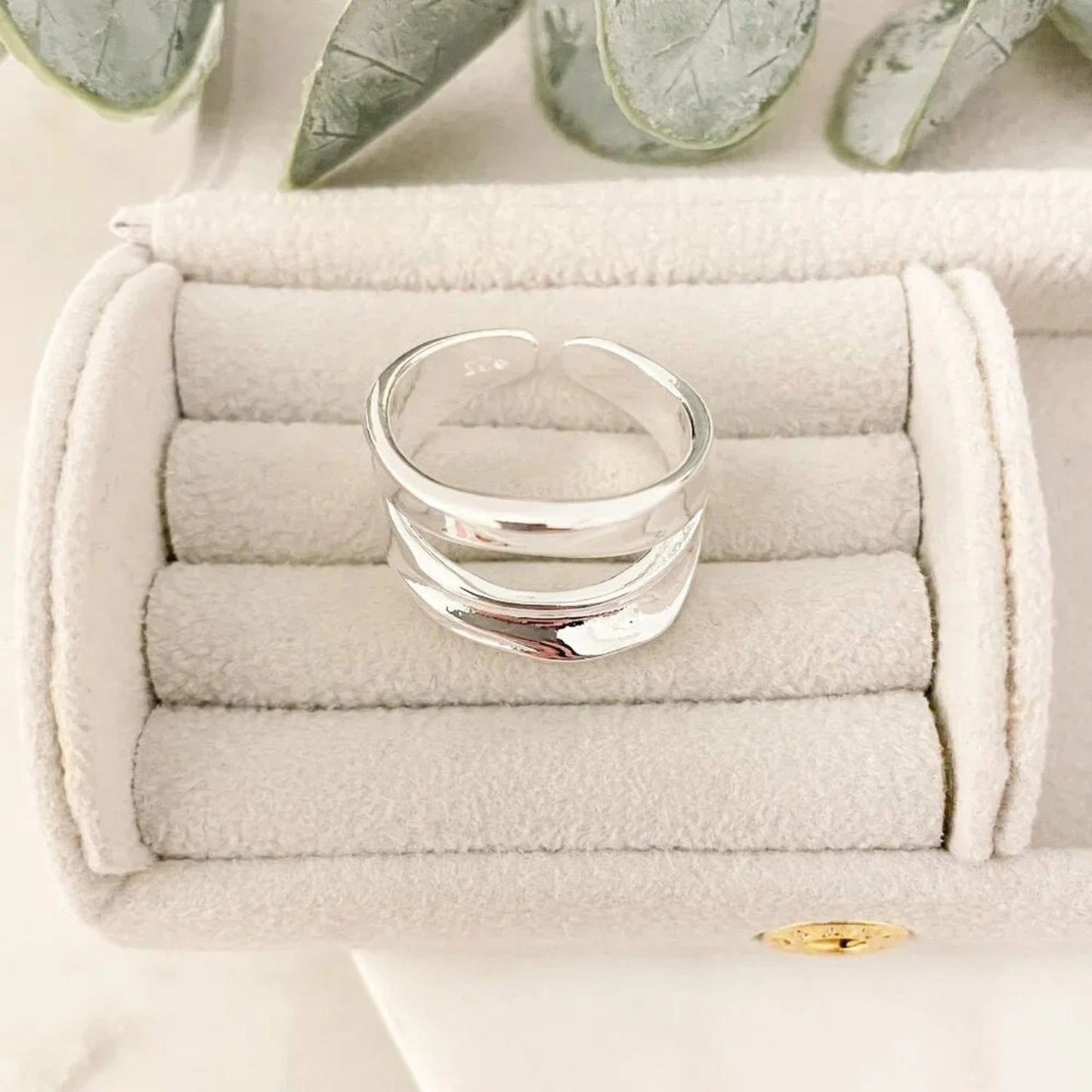 925 Sterling Silver Chunky Ring Layer Ring Large Bold Silver Statement Ring