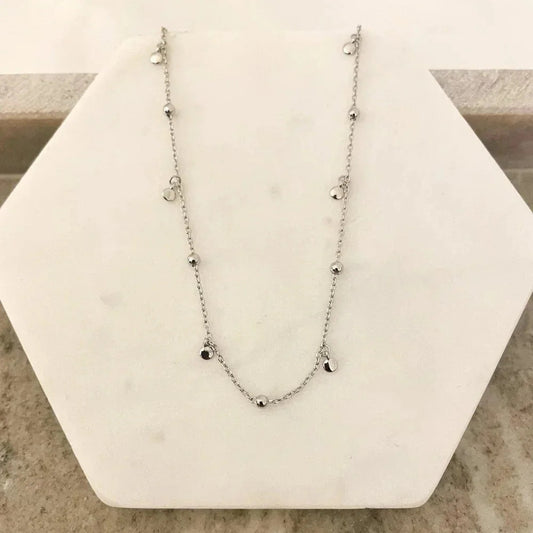 925 Sterling Silver Dainty Bead Necklace Satellite Chain Choker Necklace