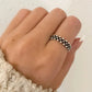 925 Sterling Silver Dainty Bead Ring Thin Ring Band Minimalist Ring Black