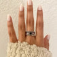 925 Sterling Silver Black Heart Minimalist Ring Vintage Boho Stackable Ring Band