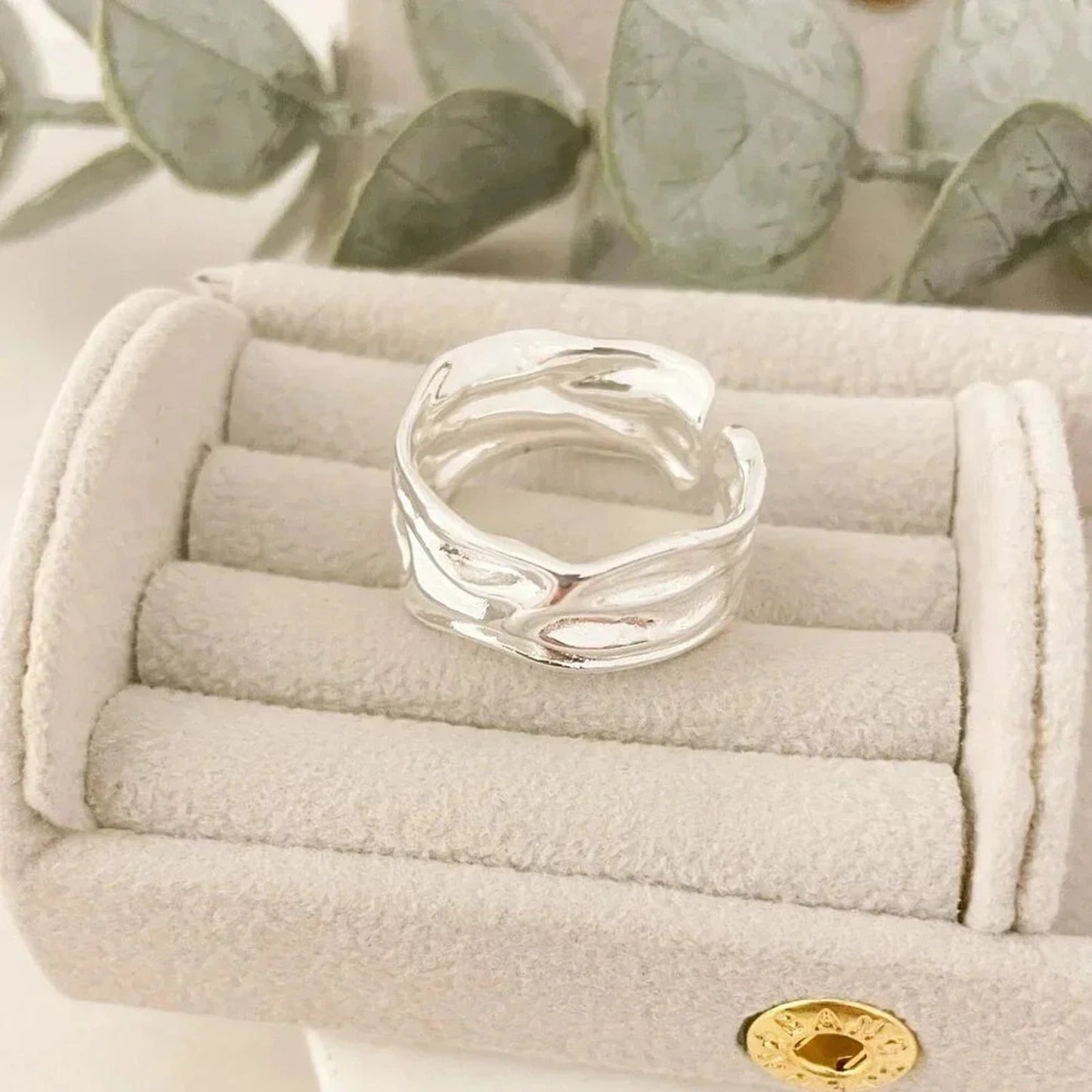 925 Sterling Silver Chunky Ring Textured Ring Large Bold Statement Ring
