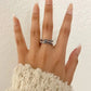 925 Sterling Silver Minimalist Twist Bead Ring Stackable Dainty Ring