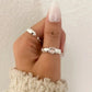 925 Sterling Silver Minimalist Ring Hammered Ring Band Pink Heart Ring