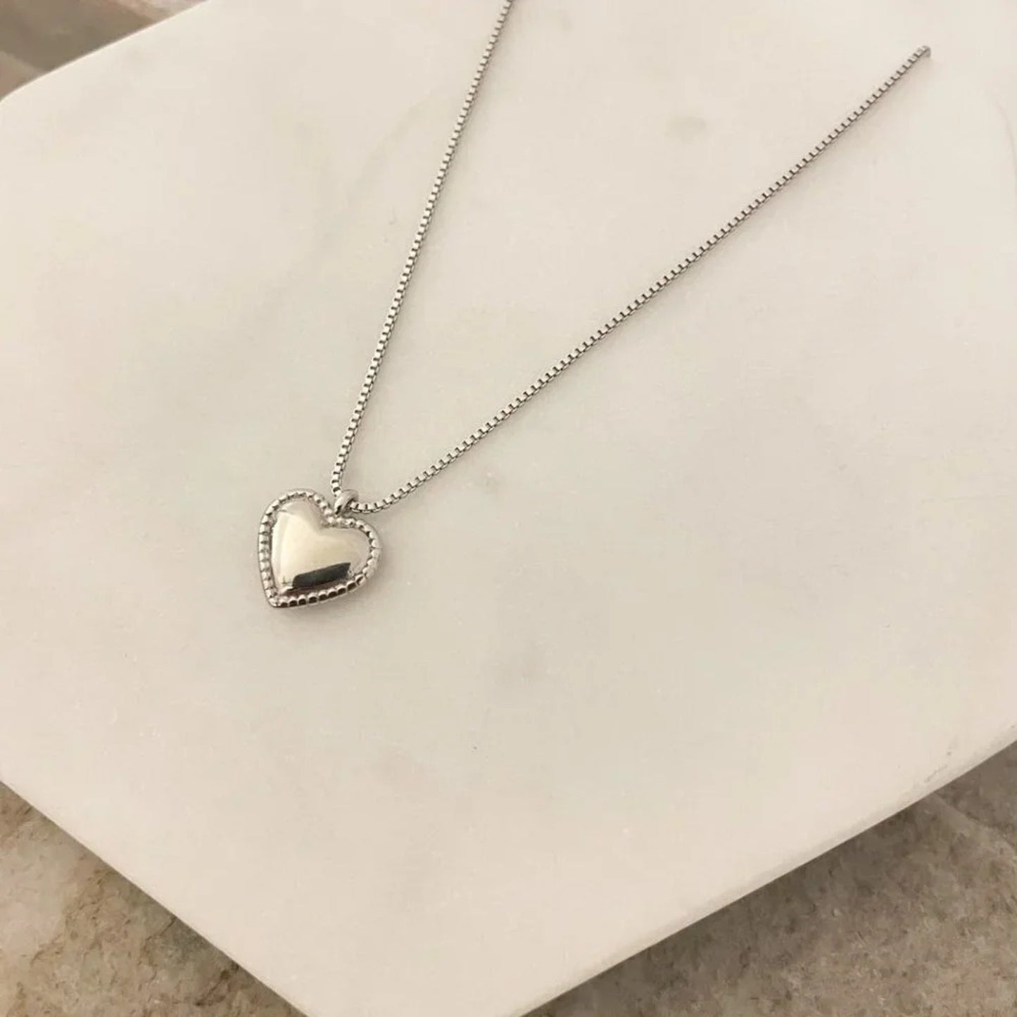 925 Sterling Silver Heart Pendant Necklace Dainty Minimalist Necklace