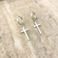 925 Sterling Silver Cross Earrings Cross Huggie Hoop Earrings Minimalist Hoops