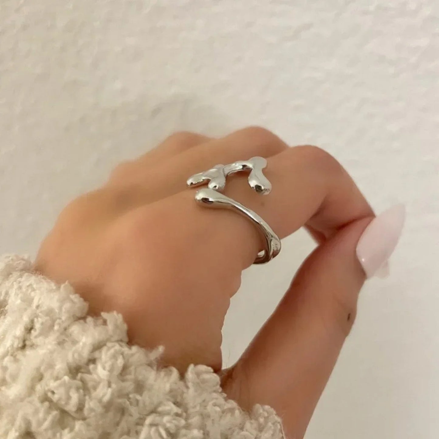 925 Sterling Silver Minimalist Geometric Stackable Dainty Ring Modern Boho Ring
