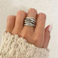 925 Sterling Silver Chunky Ring Thick Wide Ring Band Multi Layer Vintage Ring