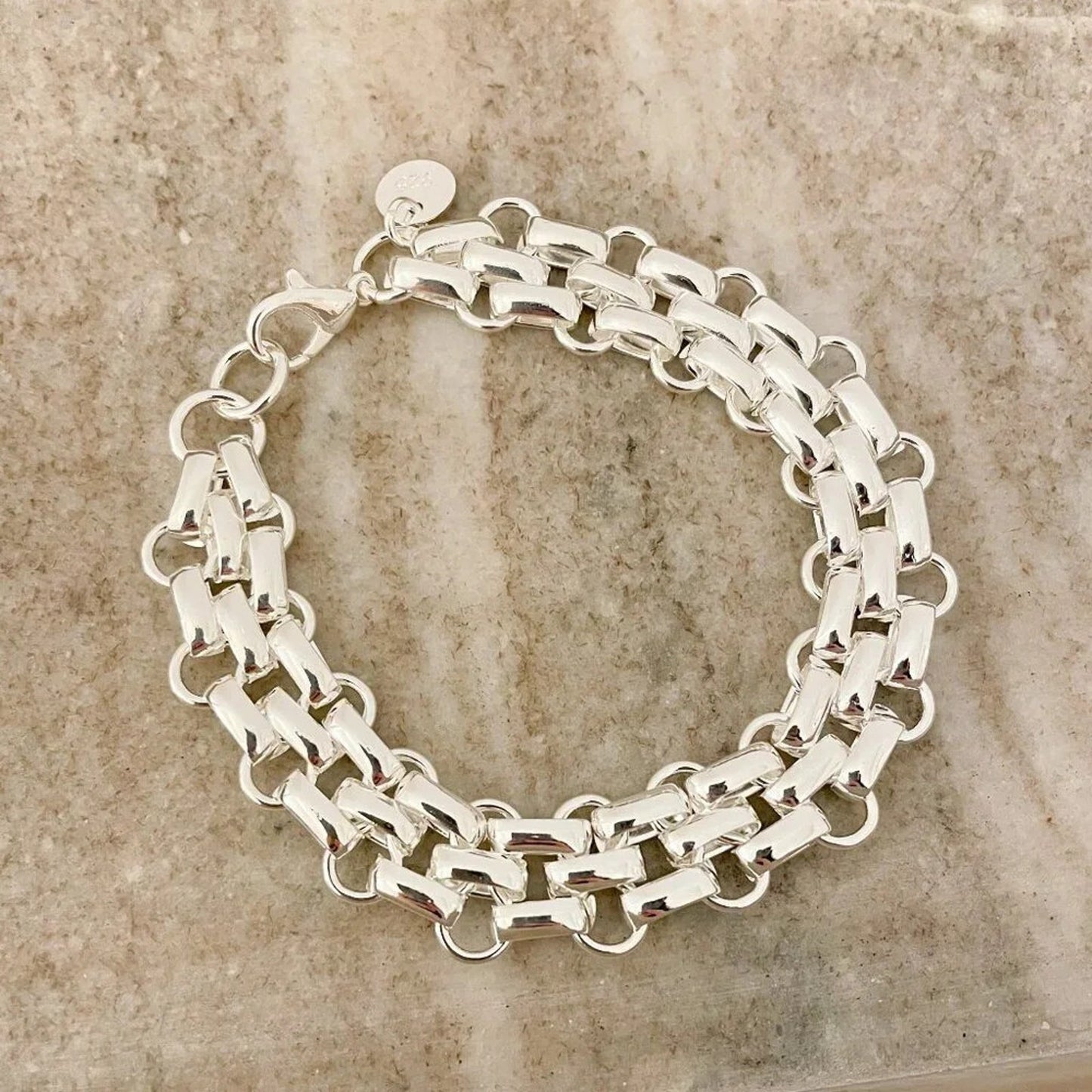 925 Sterling Silver Chunky Chain Link Bracelet Silver Large Link Bracelet