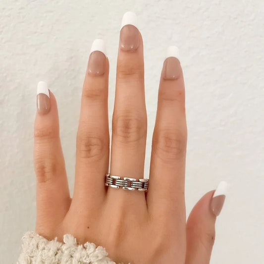 925 Sterling Silver Minimalist Ring Chain Link Ring Modern Ring Band