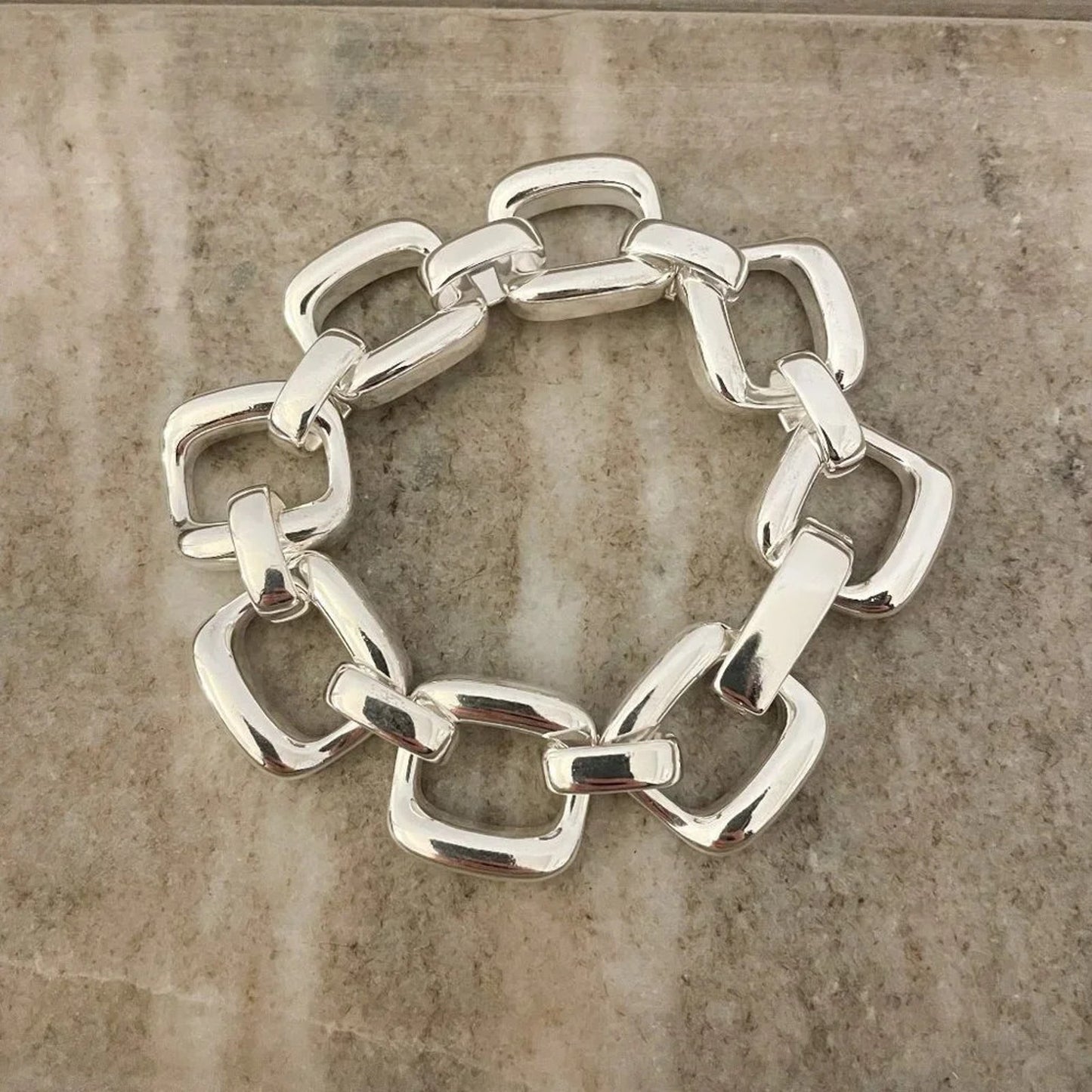 925 Sterling Silver Chunky Chain Link Bracelet Silver Large Link Bracelet