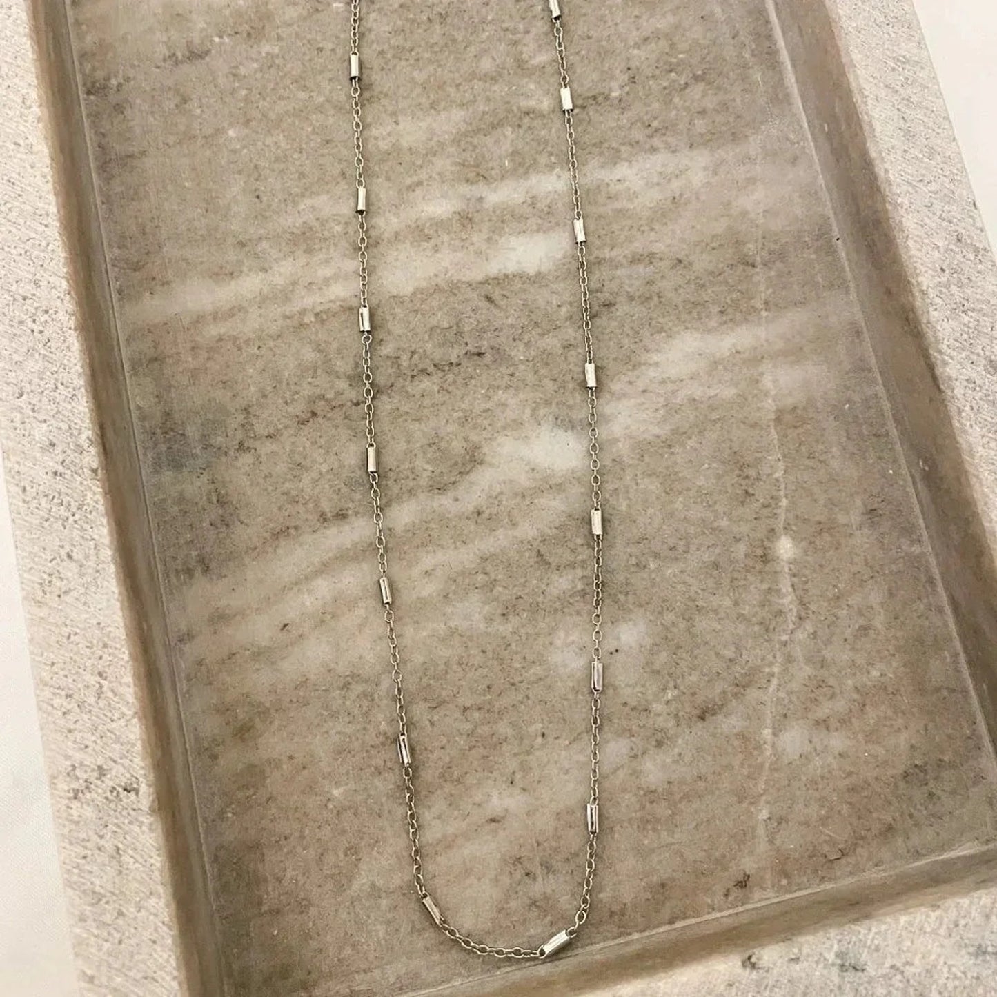 925 Sterling Silver Necklace Set Geometric Textured Square Pendant Sequin Chain
