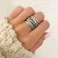 925 Sterling Silver Chunky Ring Thick Wide Ring Band Multi Layer Vintage Ring