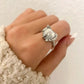 925 Sterling Silver Crystal Heart Ring Geometric Modern Heart Ring Crystal Ring