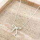 925 Sterling Silver Bow Necklace Large Bow Necklace Bow Pendant Necklace