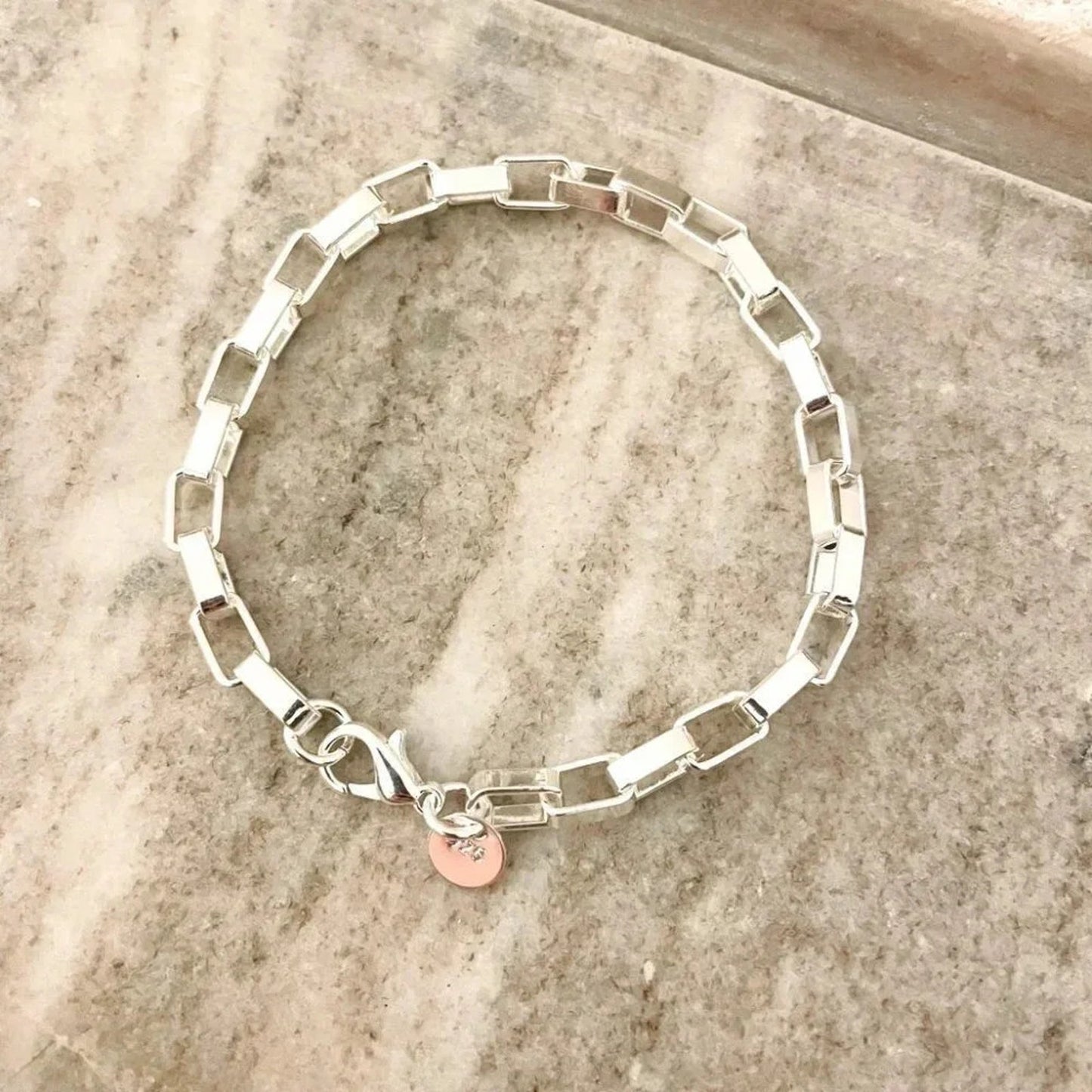 925 Sterling Silver Box Chain Bracelet Link Bracelet 8 inch Bracelet