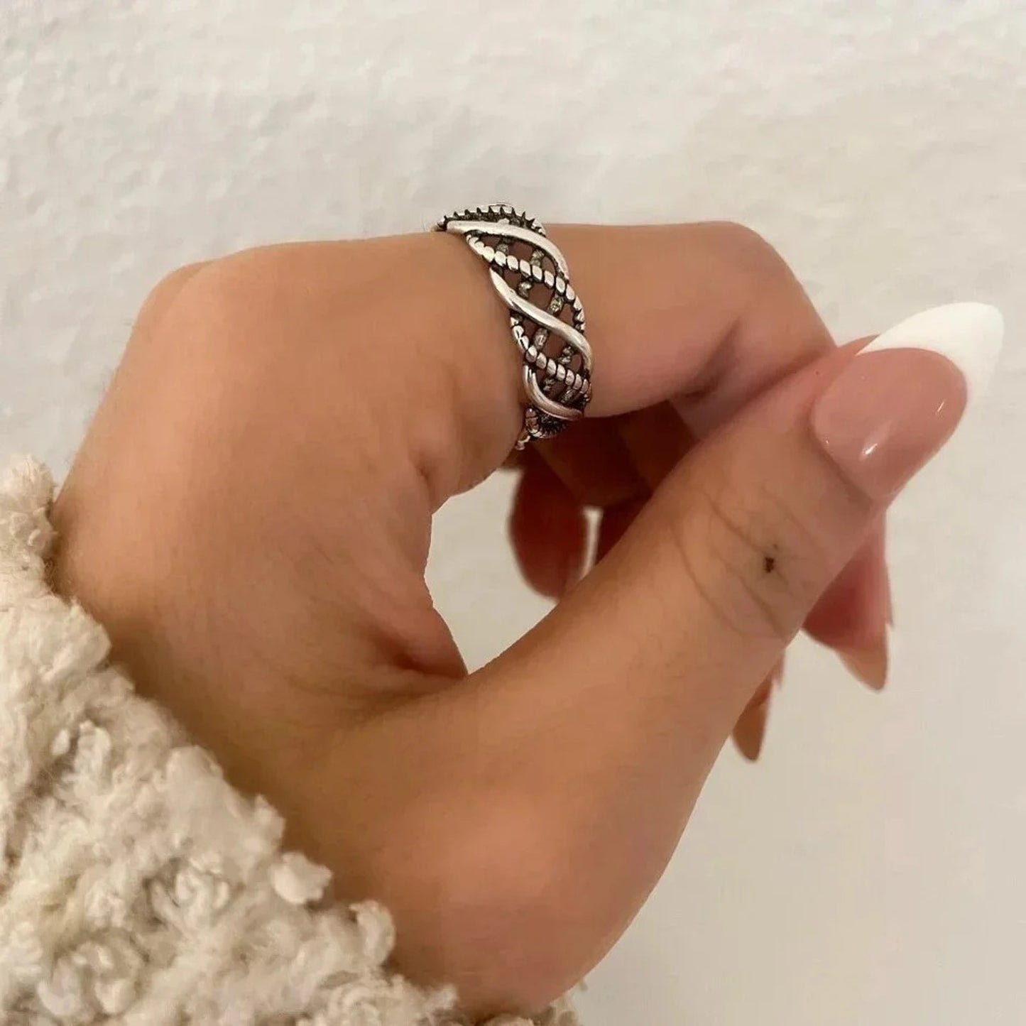 925 Sterling Silver Braided Ring Minimalist Dainty Twist Ring Stackable Ring