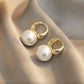 925 Sterling Silver Large Pearl Hoops Big Pearl Statement Earrings