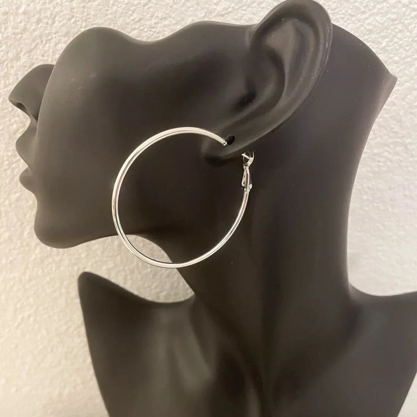 925 Sterling Silver Hoop Earrings Large Thin Silver Hoops Modern Earrings