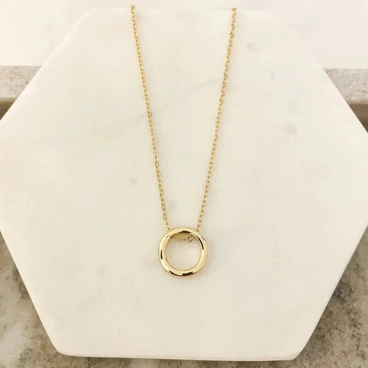 925 Sterling Silver Geometric Modern Round Circle Pendant Necklace