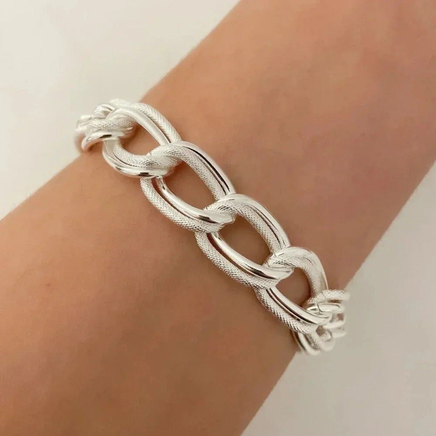 925 Sterling Silver Chunky Chain Link Toggle Bracelet Silver Statement Bracelet