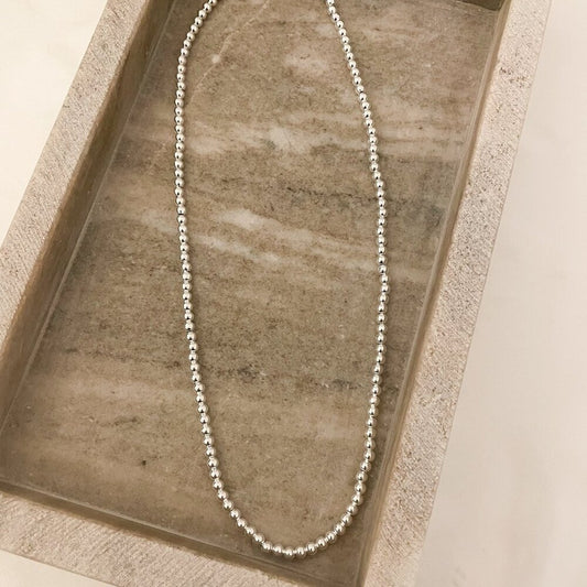 925 Sterling Silver Bead Necklace 4 MM Bead Necklace Dainty Ball Necklace