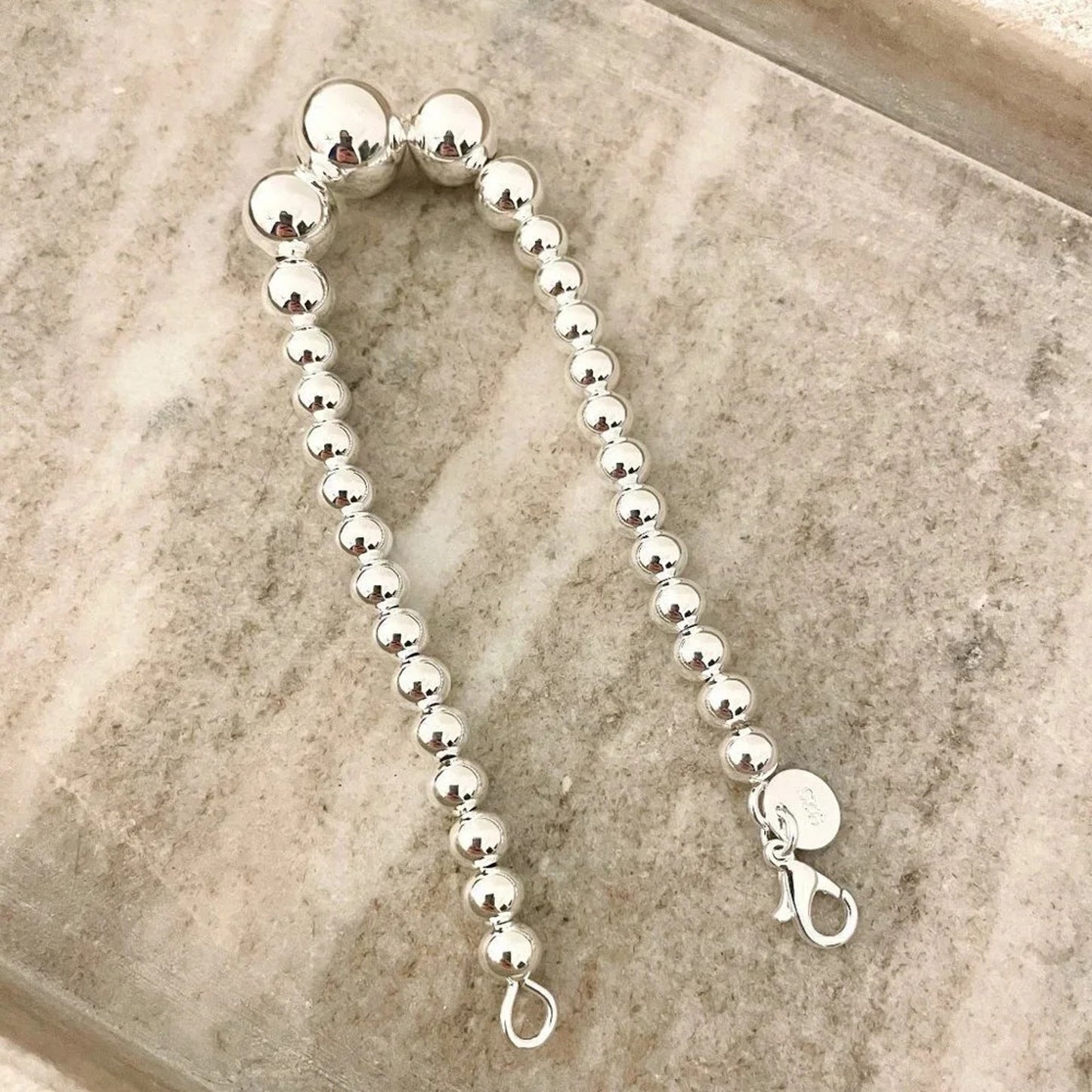 925 Sterling Silver Bead Bracelet Ball Bracelet Large Round Bracelet