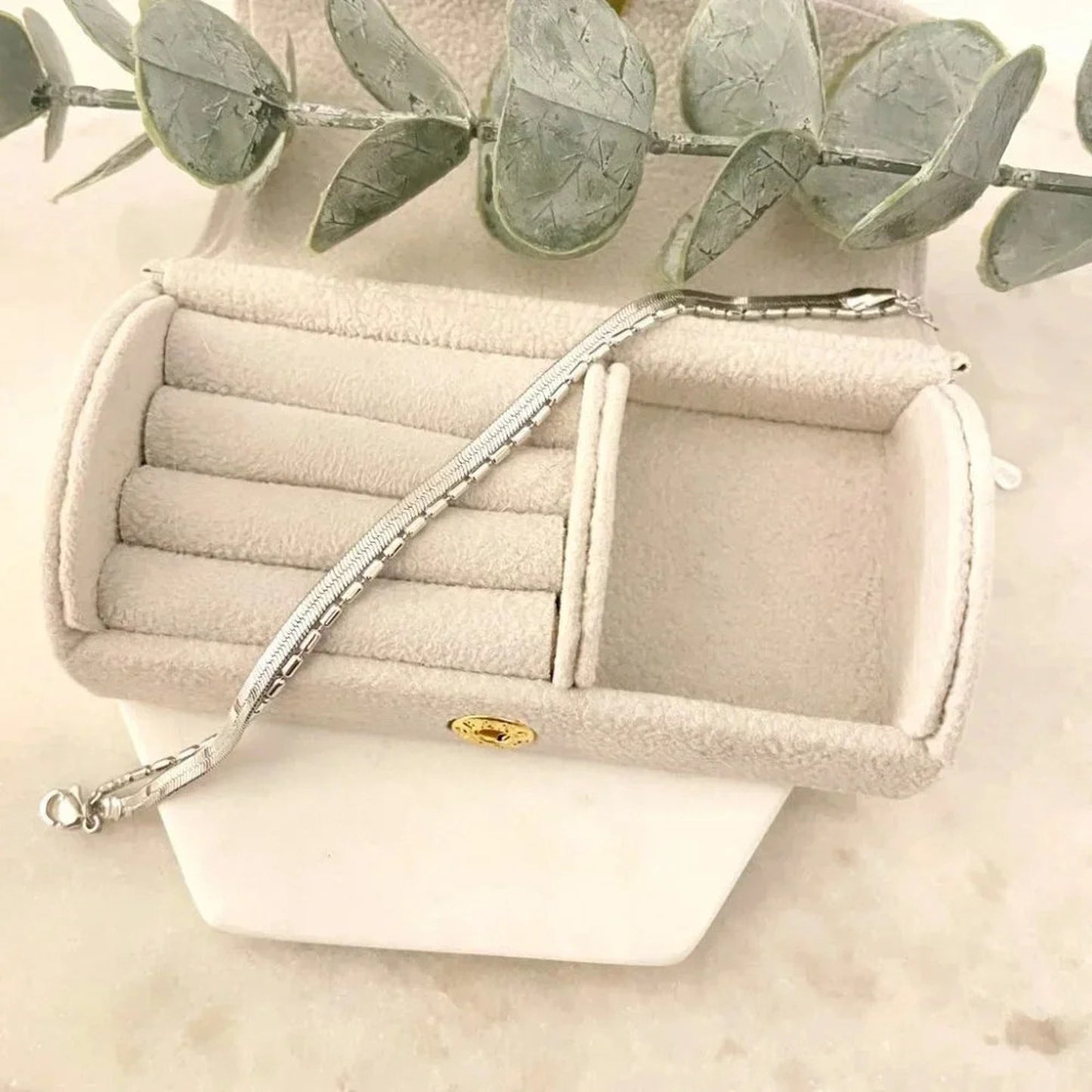 925 Sterling Silver Dainty Bead Bracelet Herringbone Snakechain Layer Bracelet