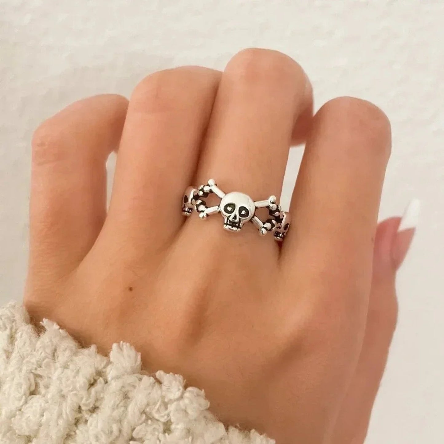 925 Sterling Silver Skull Ring Skeleton Ring Bone Ring Modern Minimalist Ring