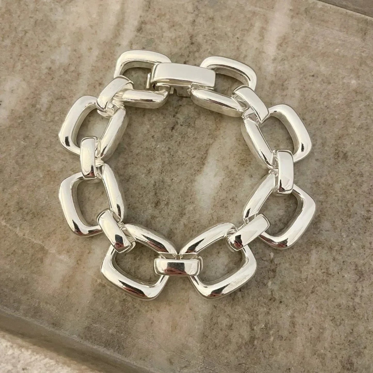 925 Sterling Silver Chunky Chain Link Bracelet Silver Large Link Bracelet