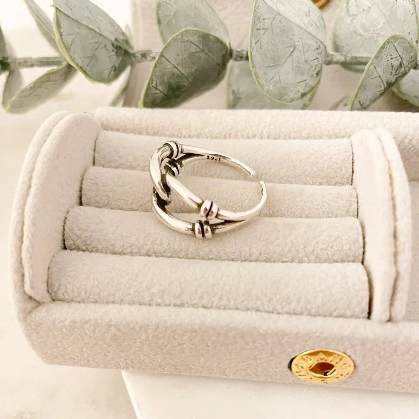 925 Sterling Silver Dainty Wrap Ring Minimalist Ring Twist Ring Buckle Ring