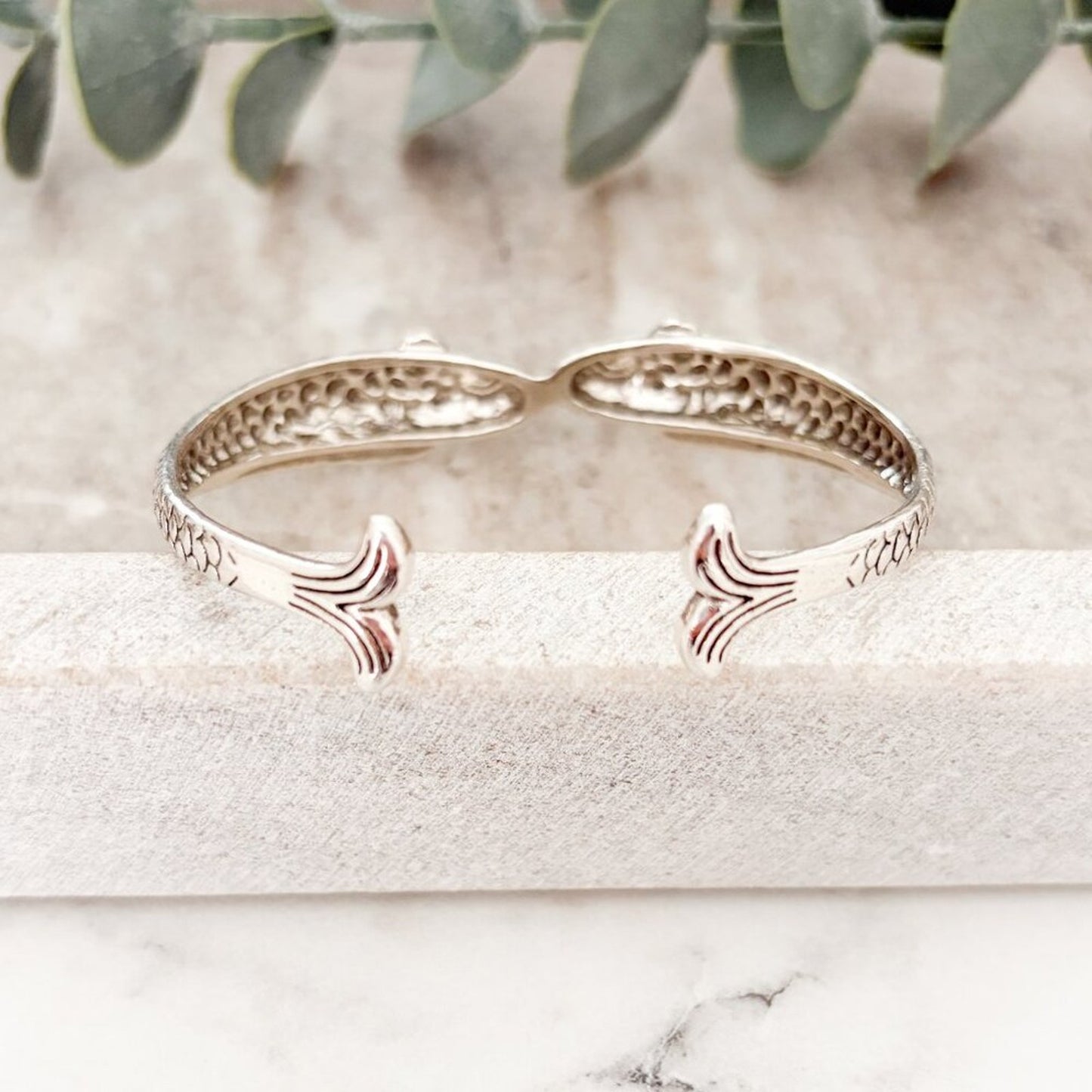 925 Sterling Silver Cuff Bracelet Fish Bracelet Bangle Bracelet