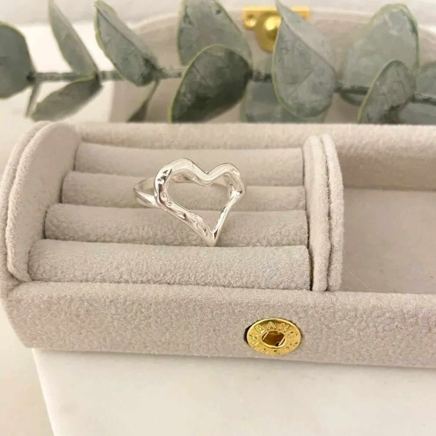 925 Sterling Silver Heart Ring Geometric Ring Band Dainty Minimalist Modern Ring