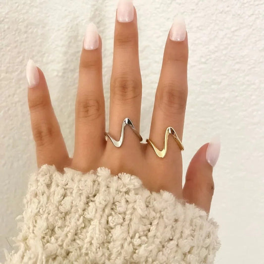 925 Sterling Silver Dainty Minimalist Wave Ring Stackable Thin Wave Ring
