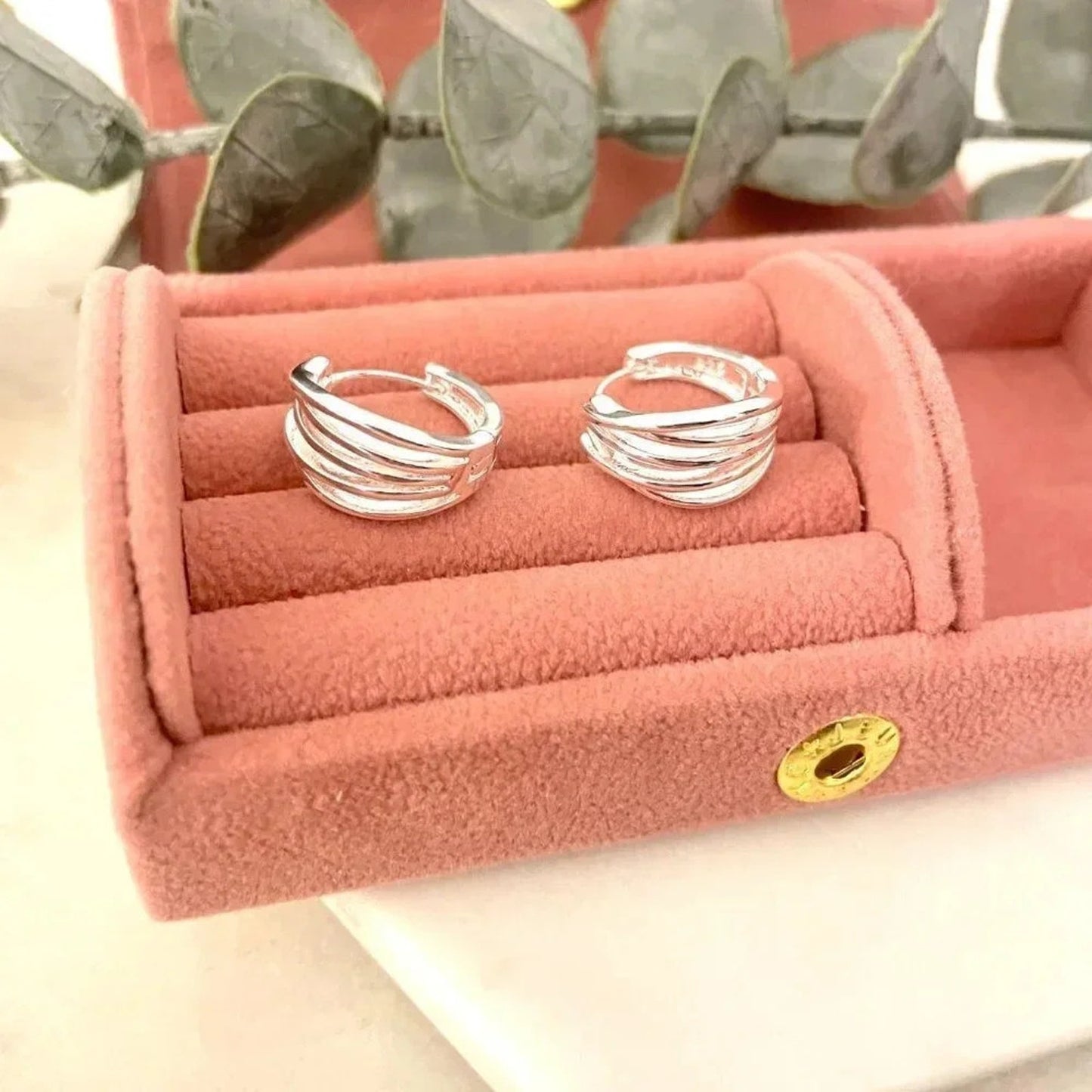 925 Sterling Silver Multi Layer Huggie Earrings Small Silver Huggie Hoop Earring