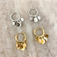 925 Sterling Silver Coin Huggie Earrings Dangle Coin Hoop Earrings Small Hoops