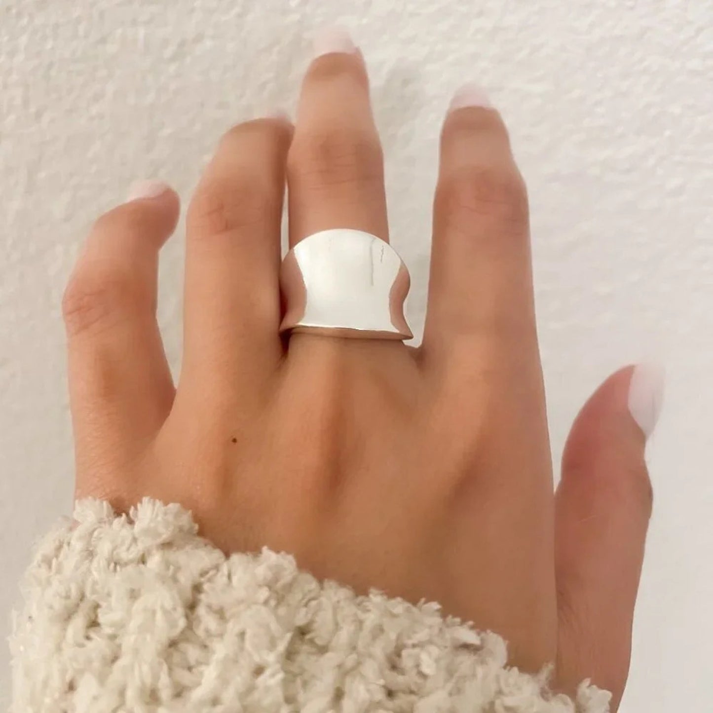 925 Sterling Silver Chunky Silver Ring Thick Wide Ring Band Statement Ring