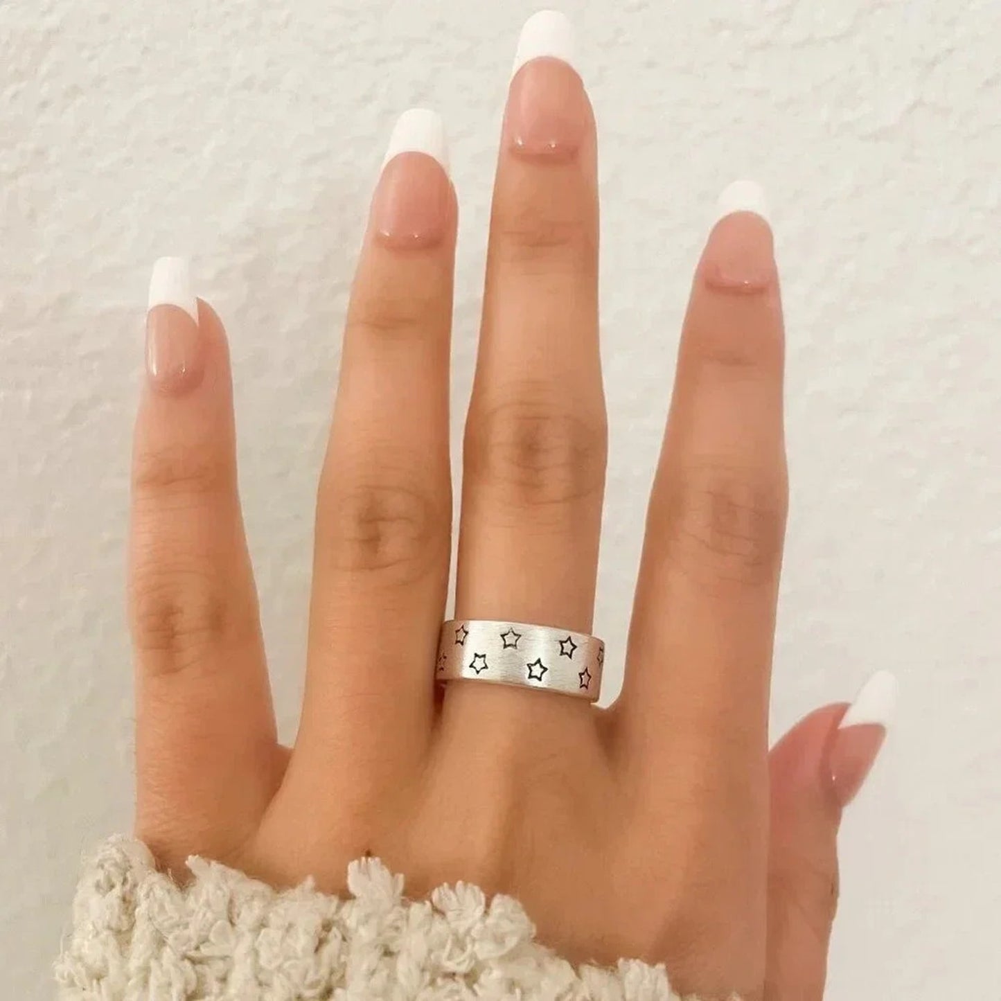 925 Sterling Silver Star Ring Matte Silver Ring Star Ring Band Minimalist Ring