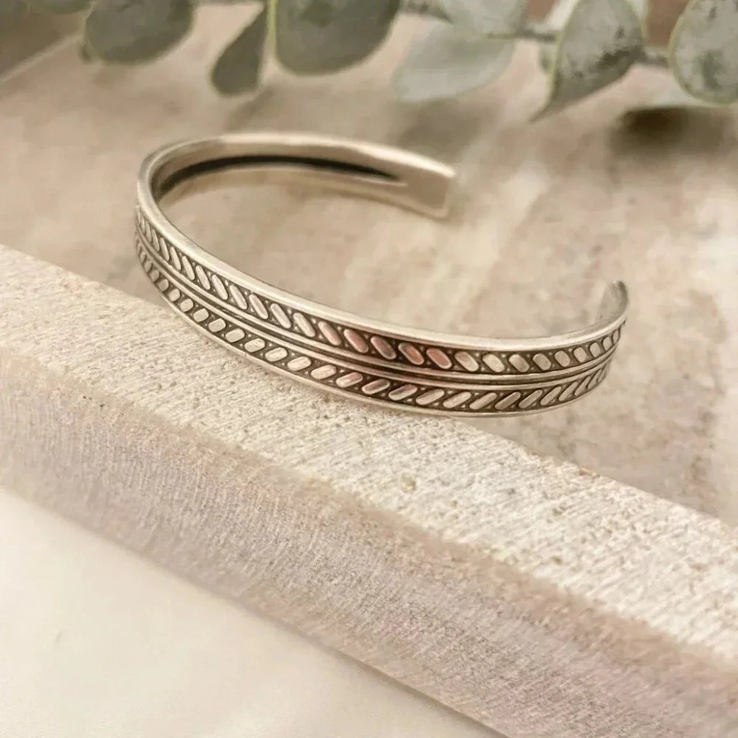 925 Sterling Silver Mens Bangle Bracelet Vintage Cuff Bracelet