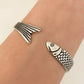 925 Sterling Silver Cuff Bracelet Fish Bracelet Modern Silver Bangle Bracelet