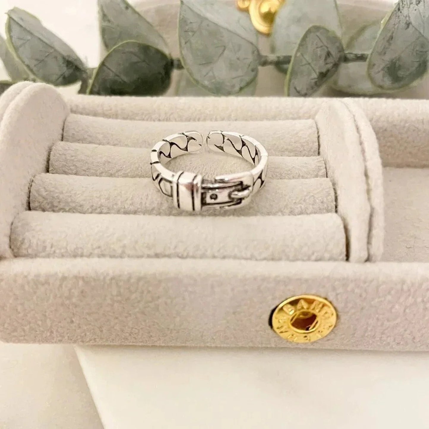 925 Sterling Silver Belt Ring Buckle Ring Cool Unique Ring Dainty Ring Band