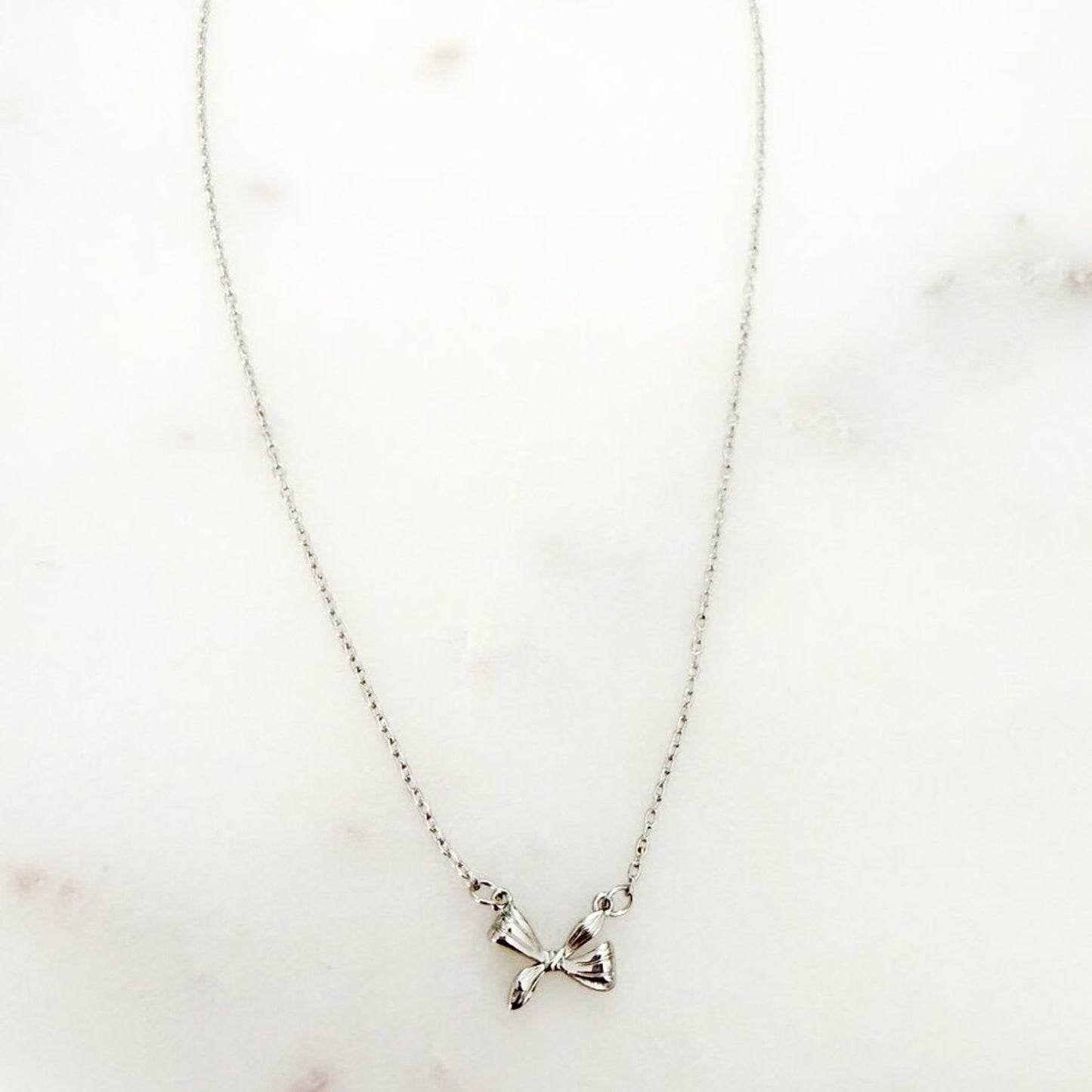 925 Sterling Silver Mini Bow Necklace Bow Pendant Necklace Dainty Necklace