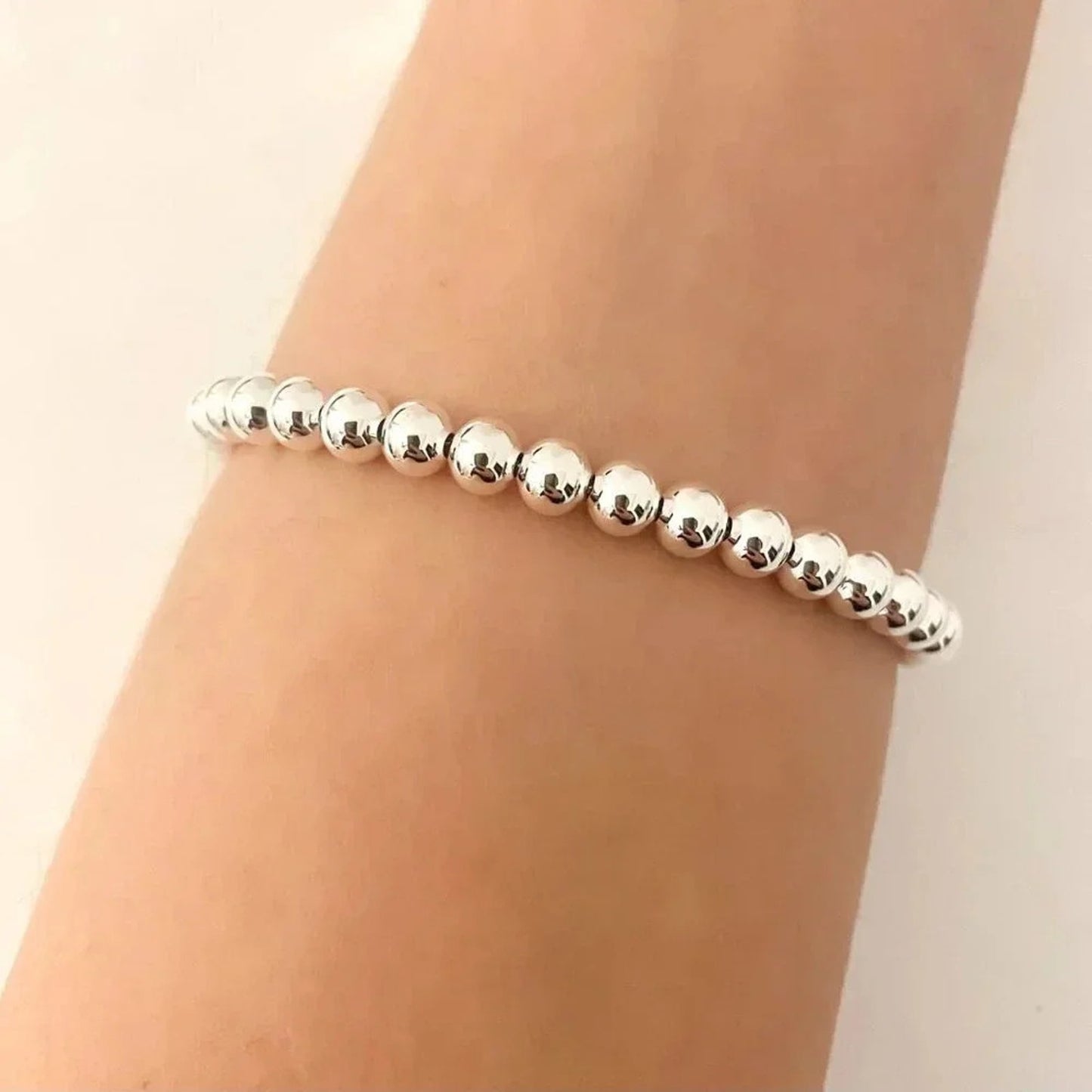 925 Sterling Silver Bead Bracelet 6 MM Ball Bracelet Large Round Bracelet