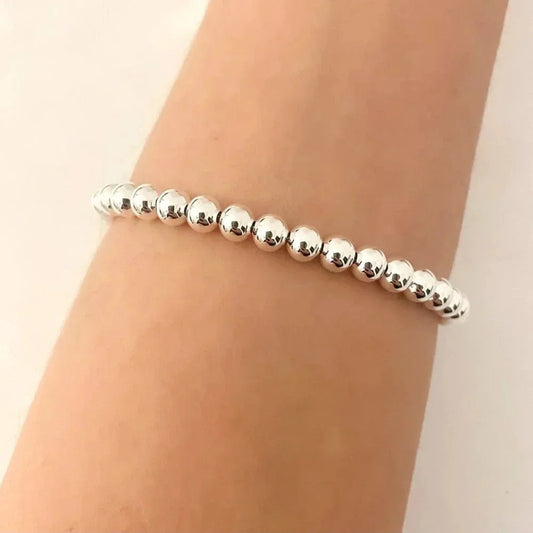 925 Sterling Silver Bead Bracelet 6 MM Ball Bracelet Large Round Bracelet