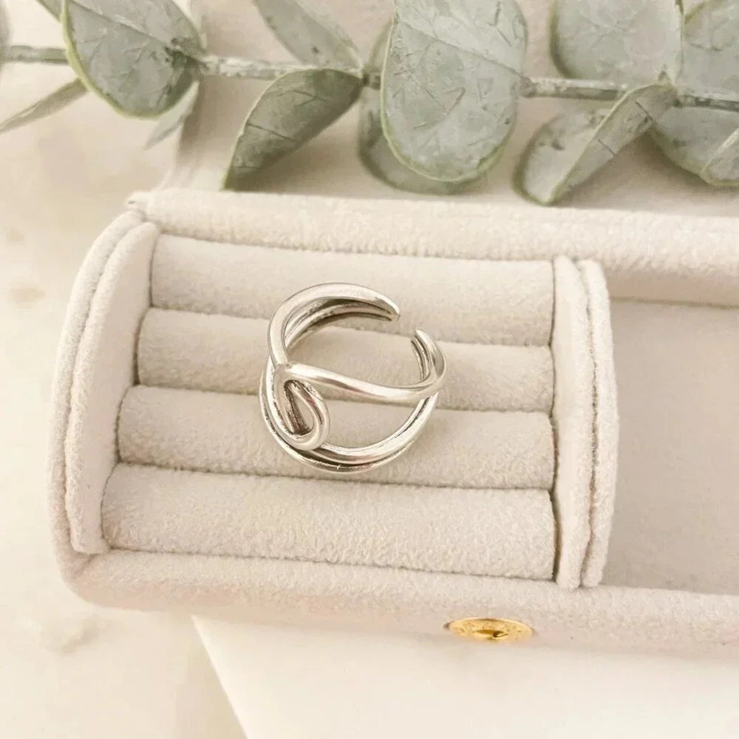 925 Sterling Silver Big Knot Statement Ring Dainty Adjustable Ring Twist Ring